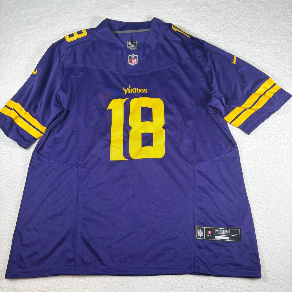 Nike Dri-Fit Men's 2XL Minnesota Vikings NFL Justin Jefferson 18 Purple Jersey